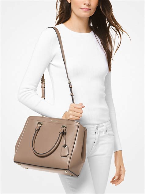 michael michael kors benning leather messenger|Benning Large Leather Satchel .